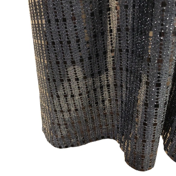 Anne Klein Black Sequin Duster Size Medium Metallic  Sparkle Open Dressy Kimono - Picture 11 of 12